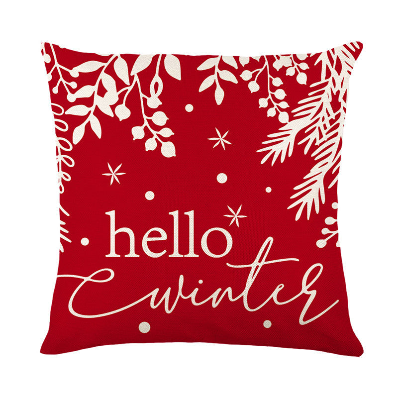 Dekorativer Baumwoll-Leinen Quadrat Kissenbezug Hallo Winter Schriftzug Druck