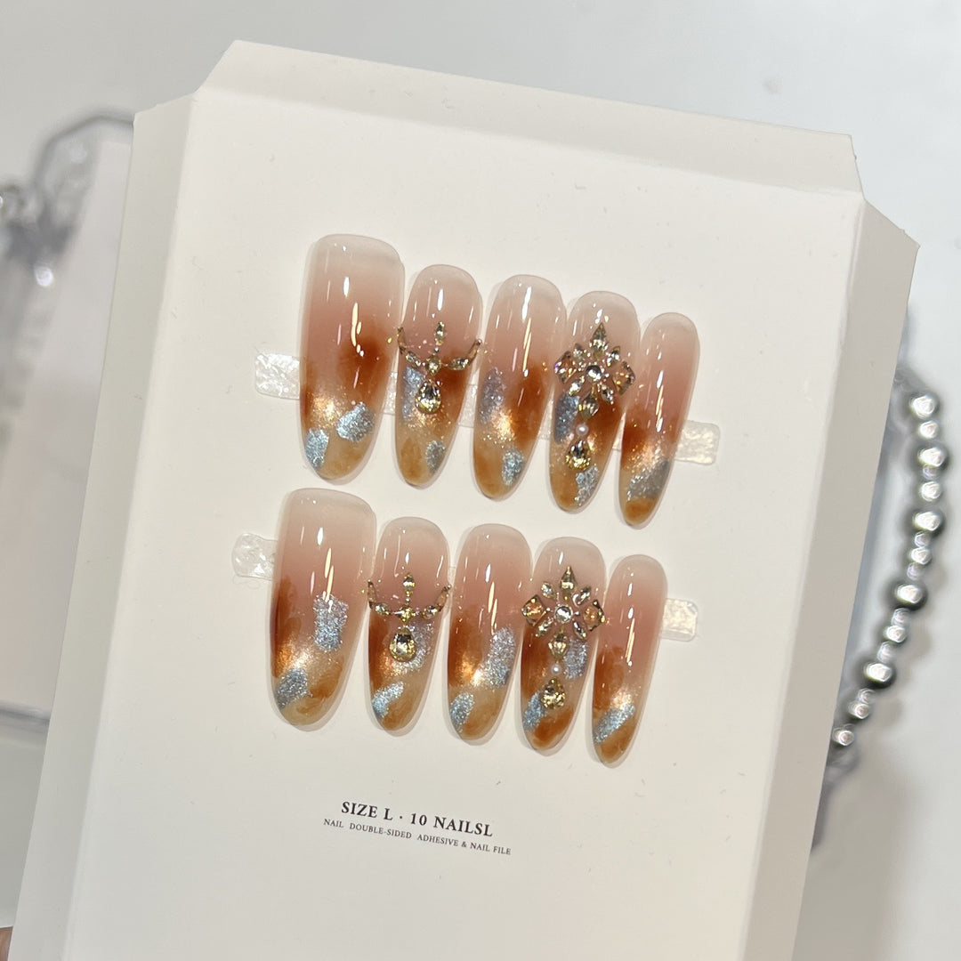 Glamourös Ombre Press-On Nagelkunst Set