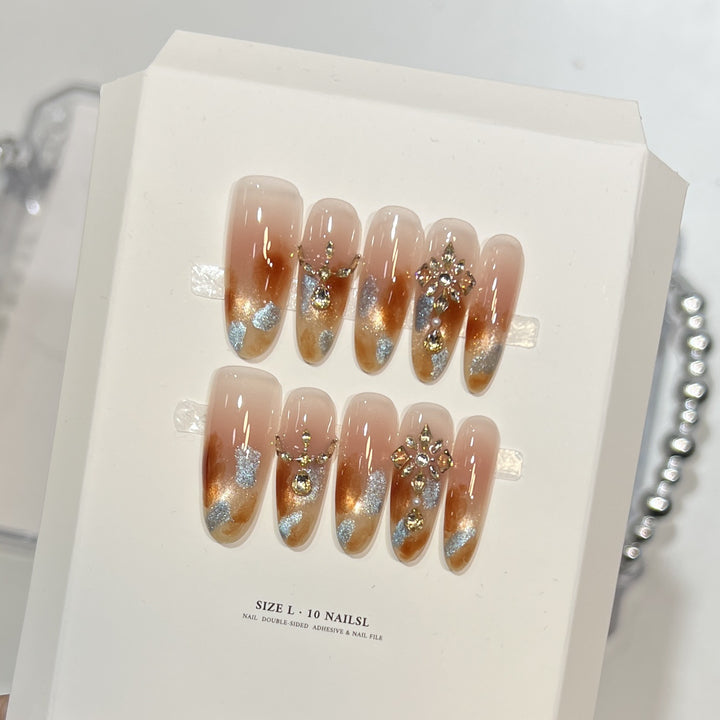 Glamourös Ombre Press-On Nagelkunst Set