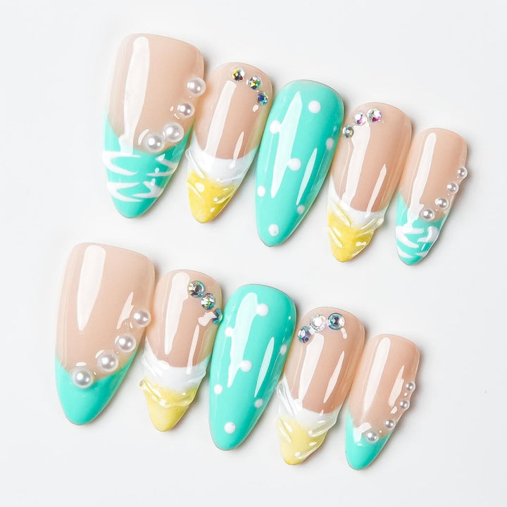 Künstlerisches Eiscreme-Themen-Presse-Nagelset