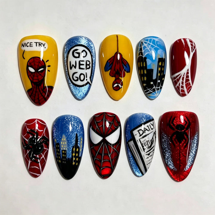 Comic-inspirierte Press-On Nagelkunst Set
