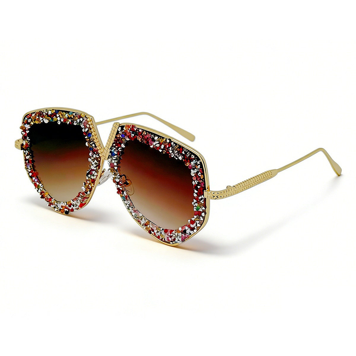 Damen modische Sonnenbrille mit glitzerndem Rahmen und eleganter Form Karnz