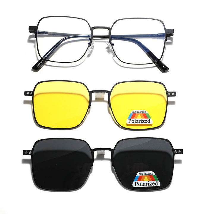 Damen vielseitige, modische Sonnenbrille mit wechselbaren polarisierenden Gläsern Karnz