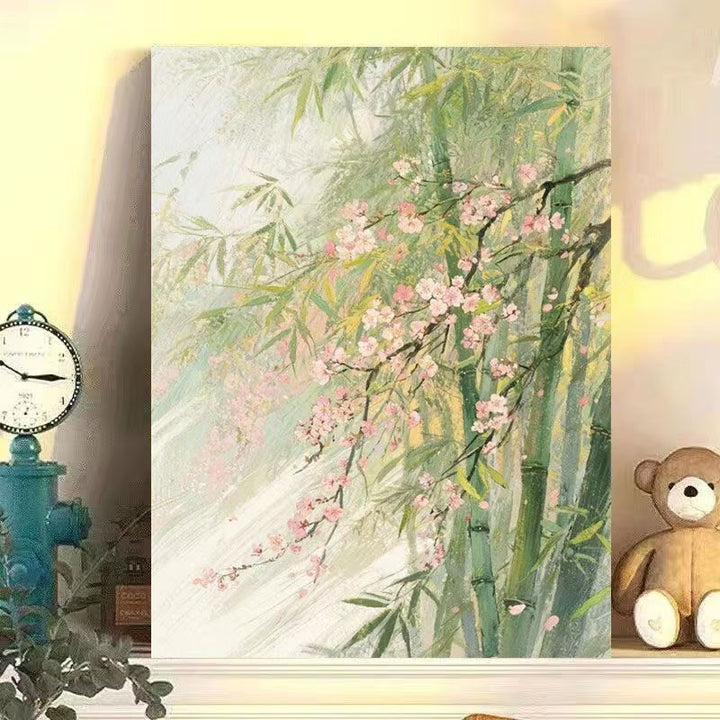 Serene Bambus und Kirschblüten Wandkunst Karnz