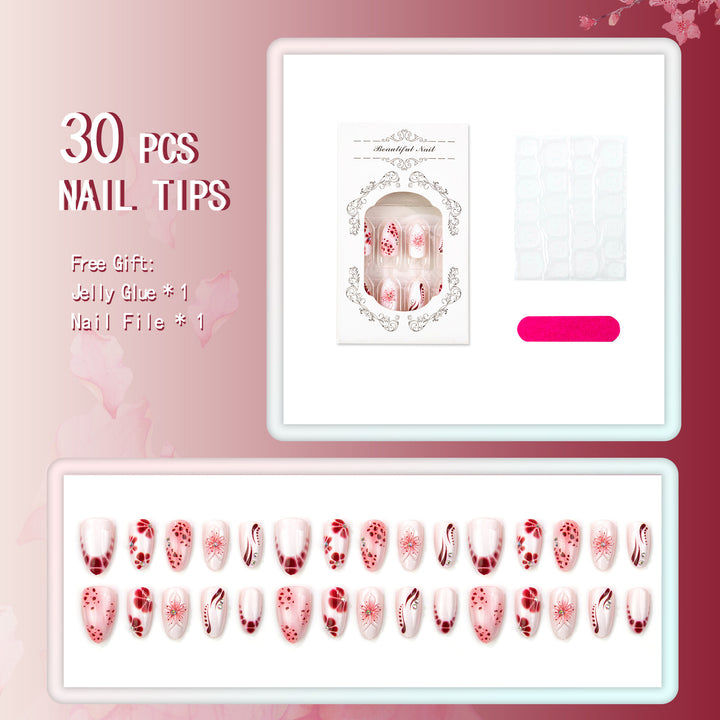 Blumeninspiriertes Press-On Nagelkunst Set