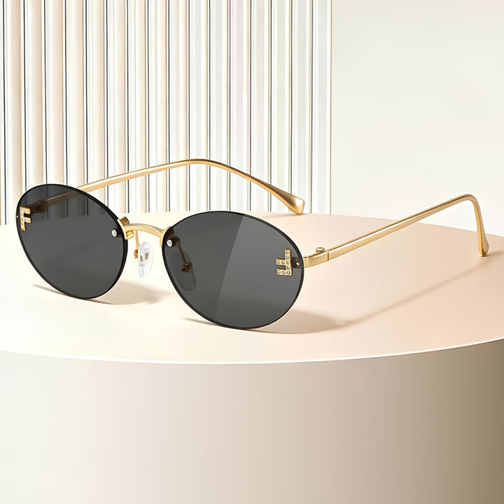 Elegante Metall-Oval-Sonnenbrille Karnz