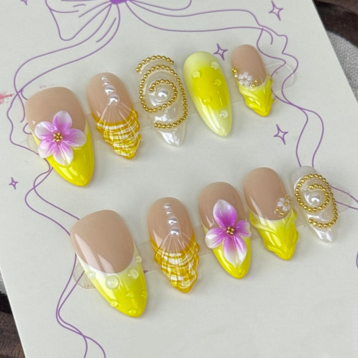 Natur-Themen Künstlerische Press-On Nagel Set Karnz