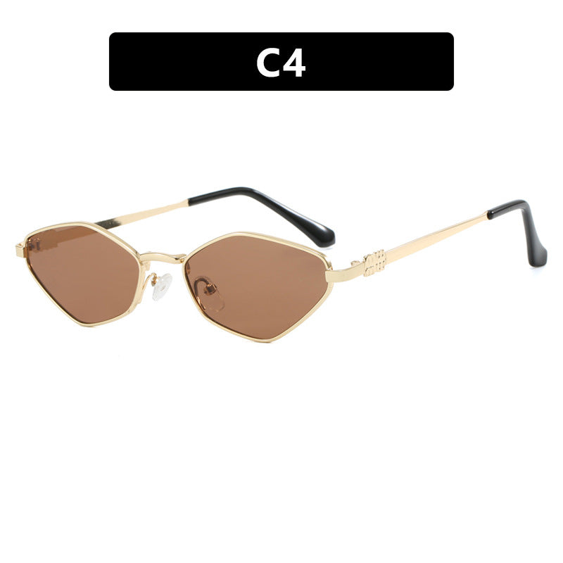 Damen geometrische Sonnenbrille mit glänzendem Metallrahmen und polarisierten Gläsern Karnz