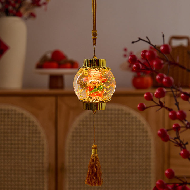 Nostalgische Weihnachtslaterne mit festlichem Weihnachtsmann Karnz