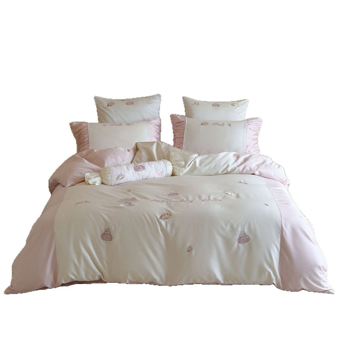 Besticktes Satin-Mischung Bettbezug-Set