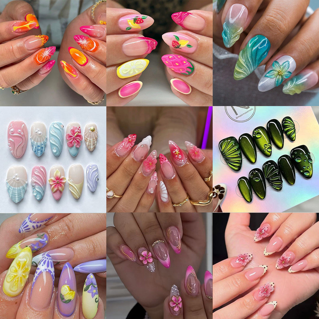 Kunstvoller Nagelspitzen Set mit Blattakzenten Karnz