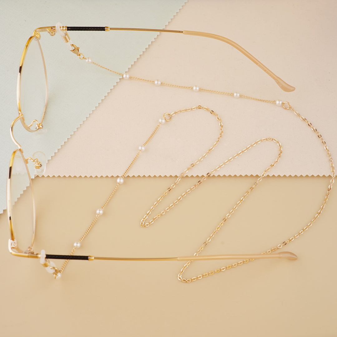 Elegante mit Perlen akzentuierte Brillenkette Karnz