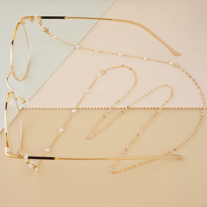 Elegante mit Perlen akzentuierte Brillenkette Karnz