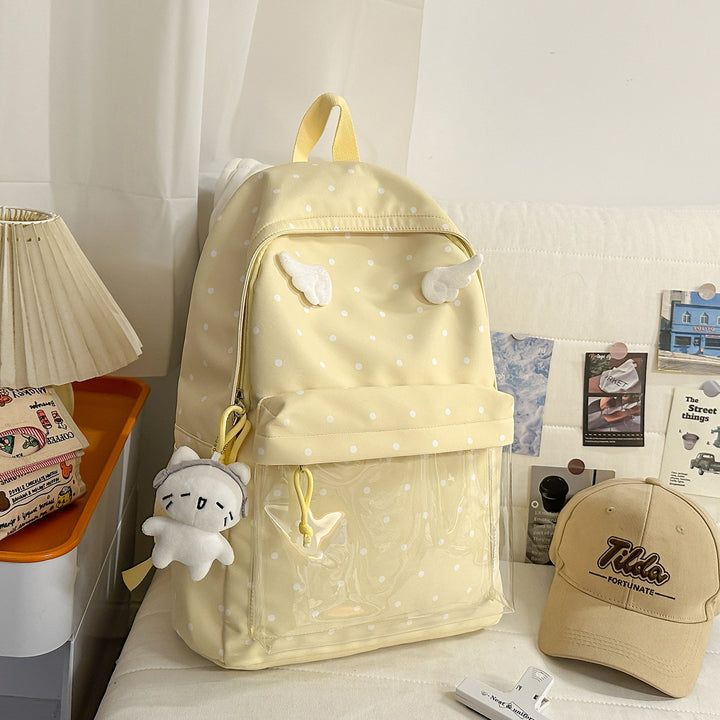 Polka-Dot-Muster Rucksack mit verspielten Flügelakzenten Karnz