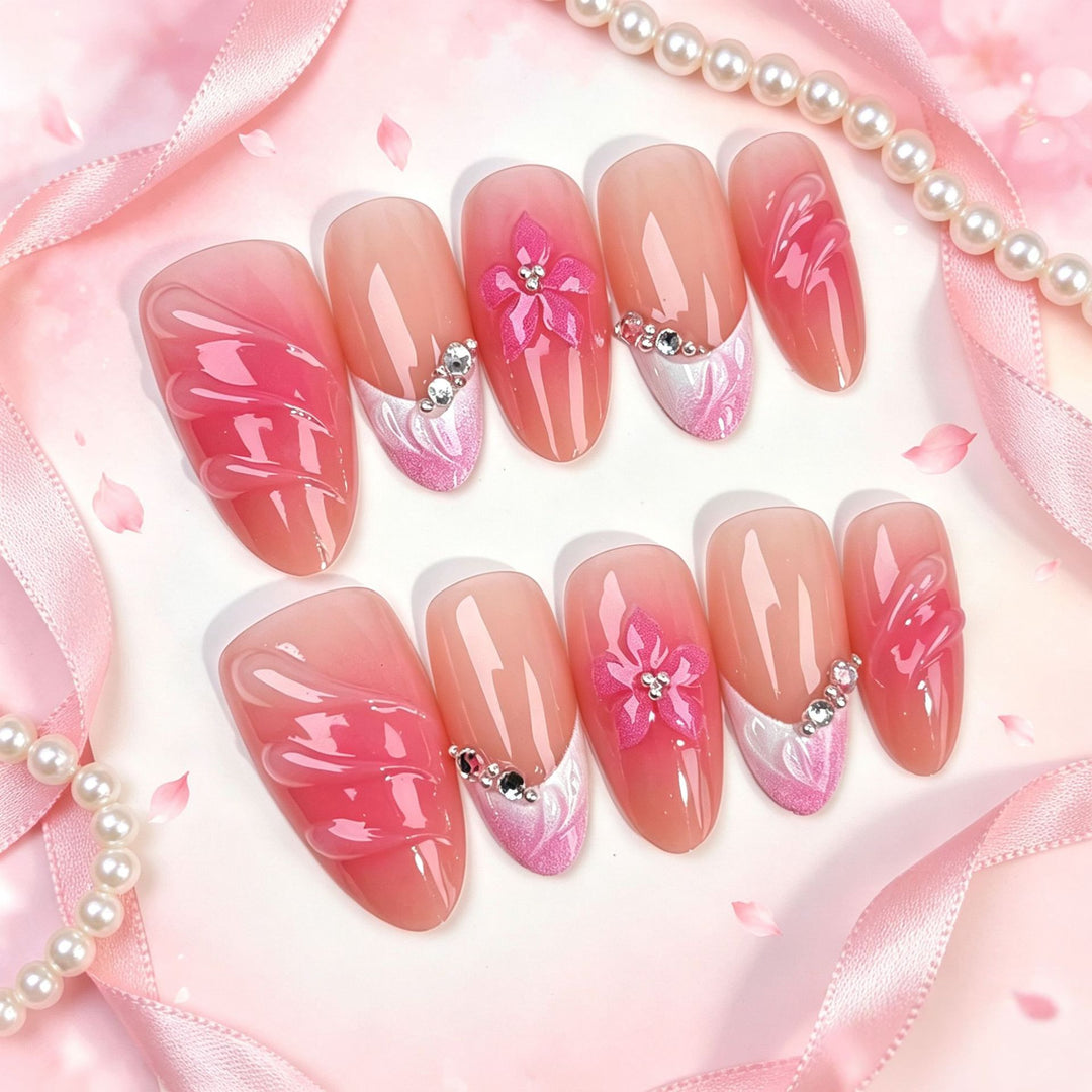 Künstlerisches Floral Design Press-On Nagel Set