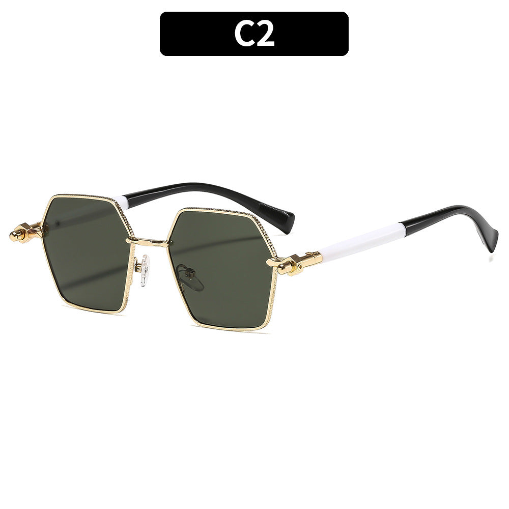Luxus hexagonale Rahmen Sonnenbrille