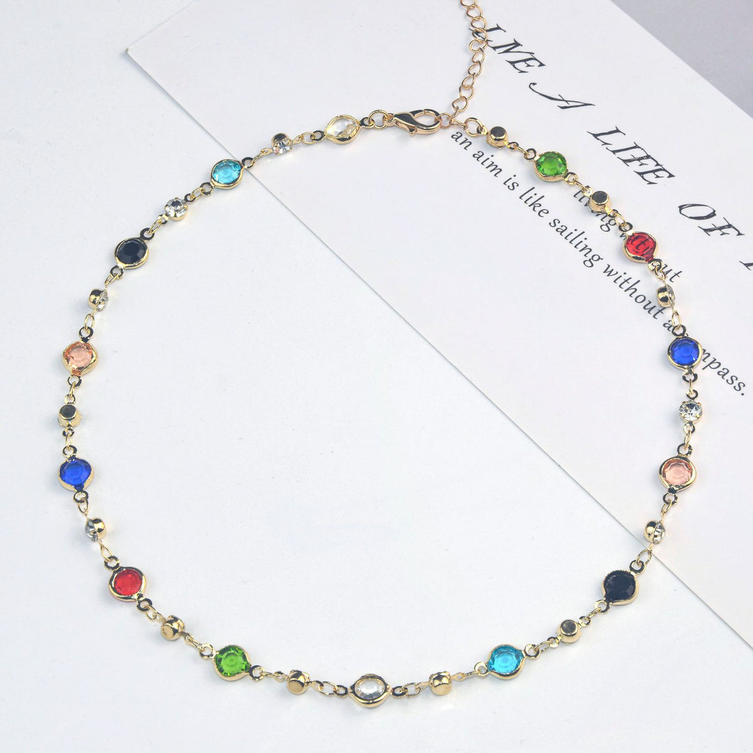 Elegante Stein Strass Halskette Karnz