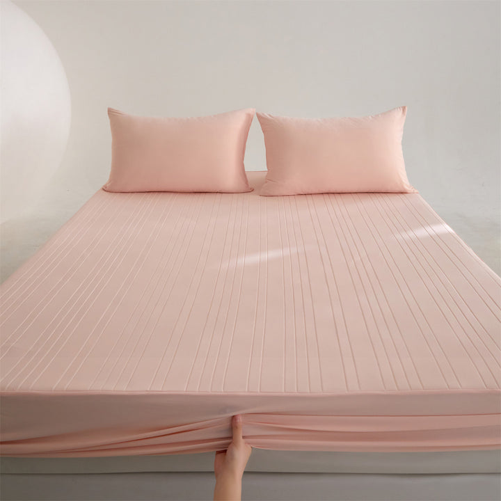 Tief-Taschen Stretch-Fit Matratzenbezug mit Mikrofaser-Pinstripe-Textur