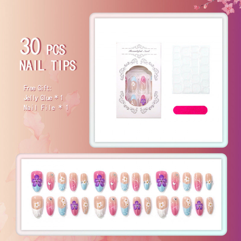 Floral-Artistic Druck-On Nagelset