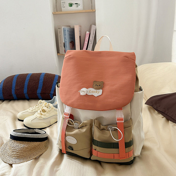 Verspielter Mehrfachtaschen-Rucksack für die Schule Karnz