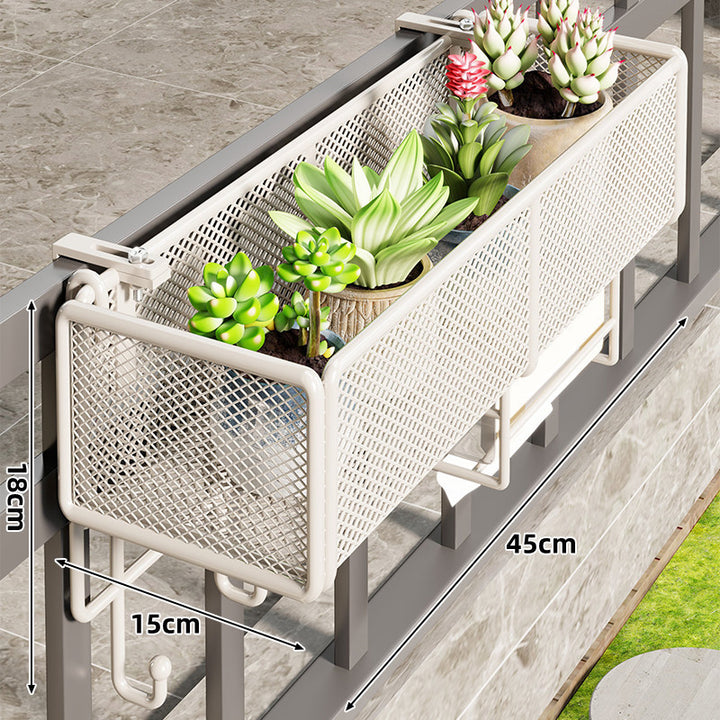 Mesh-Balkon-Hängepflanzenkasten mit Klemmhalterung und Entwässerung
