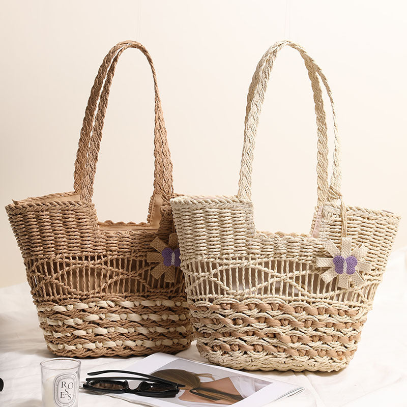 Damen Korbtasche mit floralem Dekor Karnz