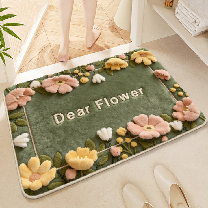 Florale gestickte Badmatte