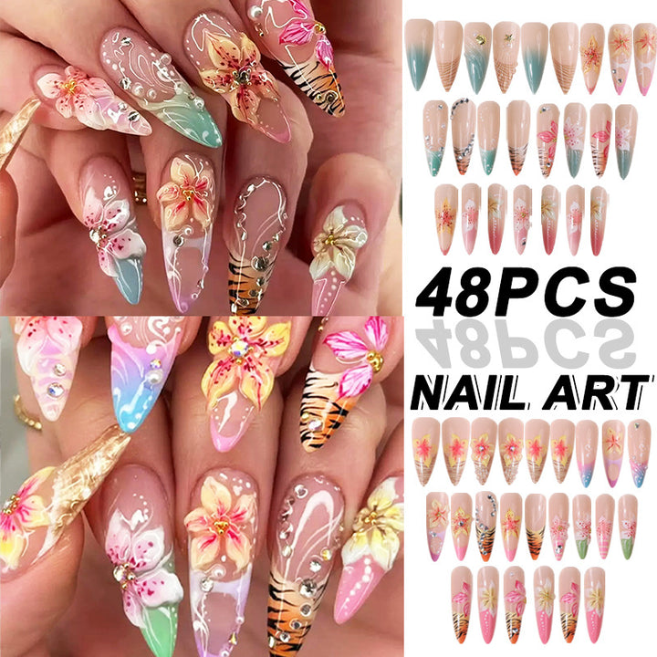 Premium Dekorative Press-On Nagelset Karnz