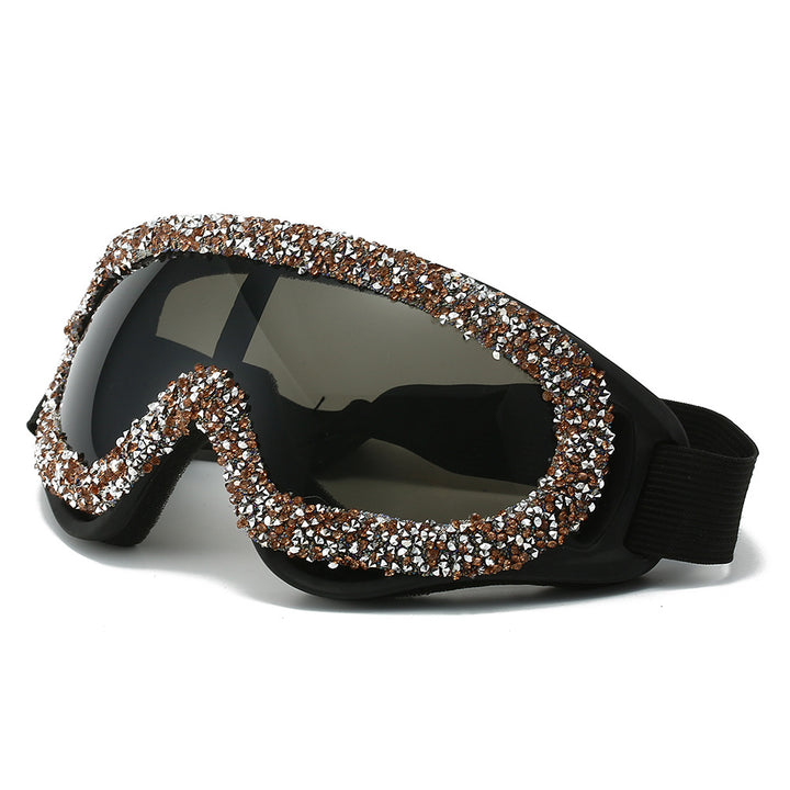 Damen Sportliche Skibrille mit glamourösem Kristallbesatz Karnz