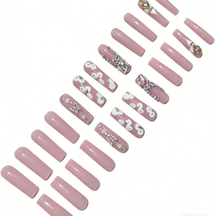Luxus 3D Floral Press-On Nails Set Karnz