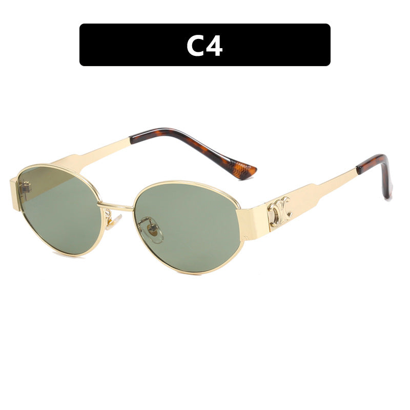 Damen modische Sonnenbrille im eleganten ovalen Design mit robustem Metallrahmen Karnz