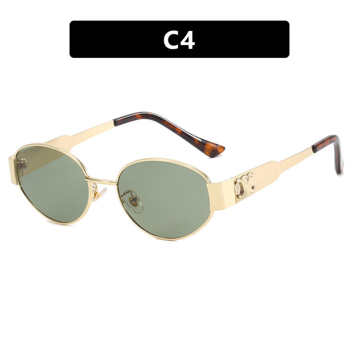 Damen modische Sonnenbrille im eleganten ovalen Design mit robustem Metallrahmen Karnz