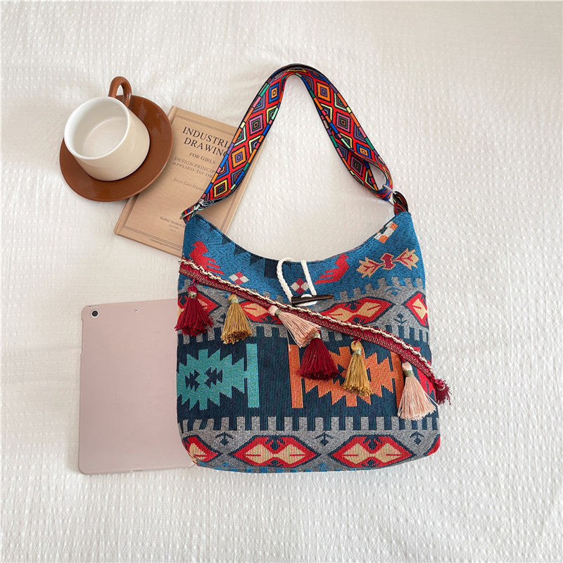 WoEthnic Gemusterte Klapp-Hobo-Tasche Karnz
