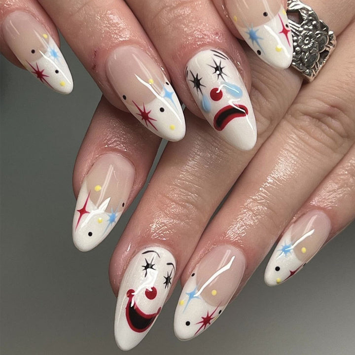 Künstlerisch Clown-Themen Stiletto Nagelkunst Karnz