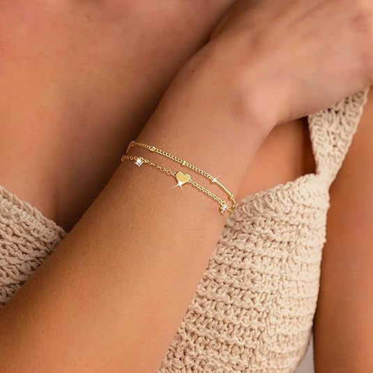 Elegante Herz Charme Kettenarmband Karnz