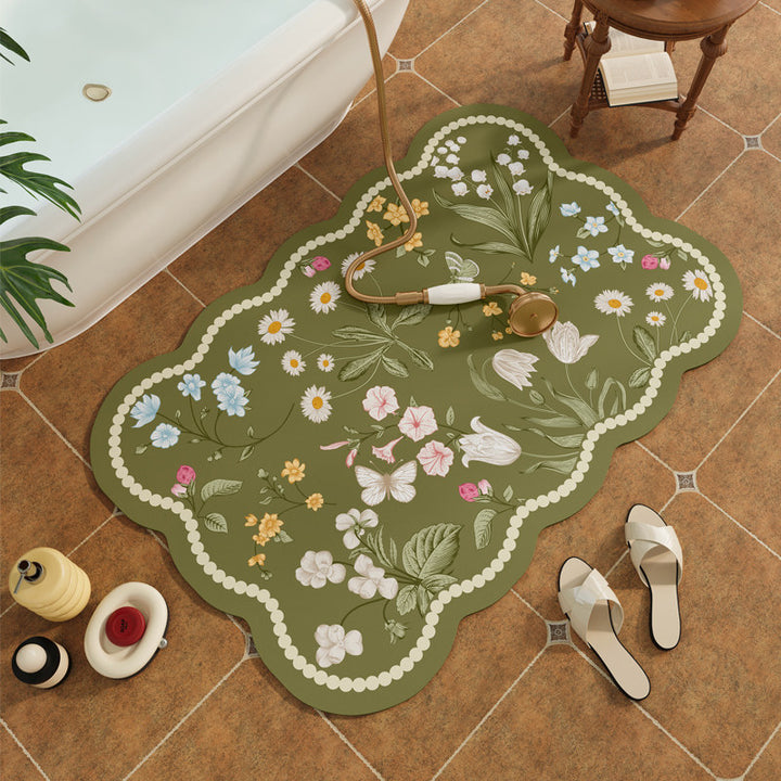 Dekorativer floral bedruckter Badeteppich