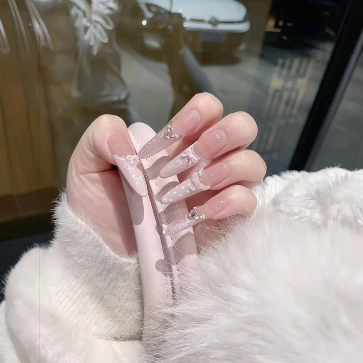 Crystal-Akzent Lange Stiletto Nagelverlängerungen