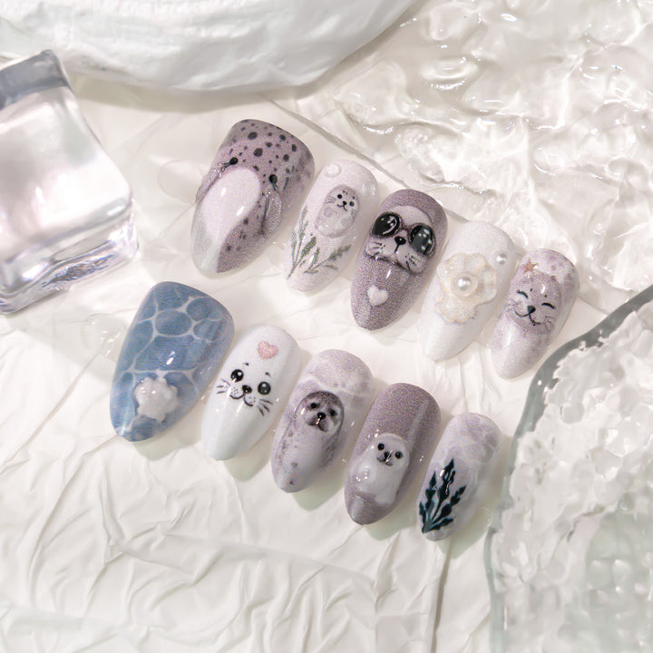 Ozean-Themen 3D Press-On Nagelkunst Set