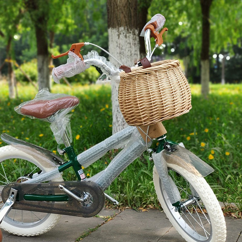 Damen Handgefertigter Fahrradkorb mit Ledergriffen Karnz