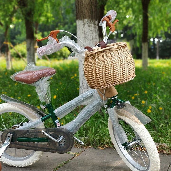 Damen Handgefertigter Fahrradkorb mit Ledergriffen Karnz
