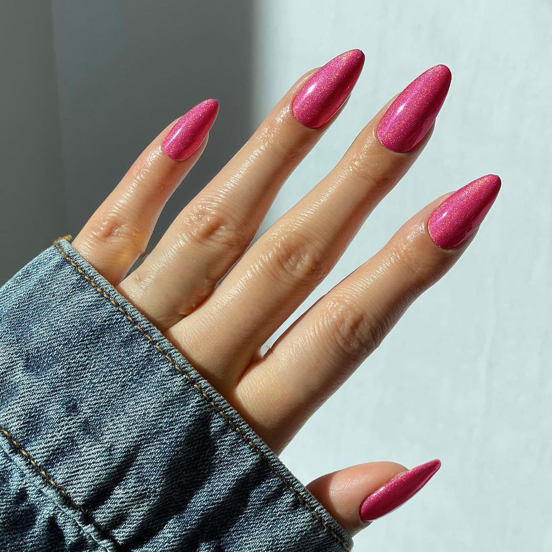 Glossy Press-On Nagelset mit schimmerndem Glanz Karnz
