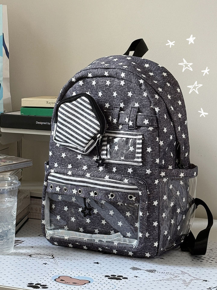 Stilvoller Mehrfach-Taschen Klar-Panel Rucksack Karnz