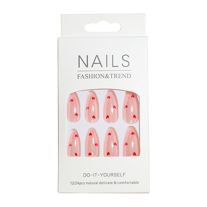 Herz-gedrucktes Press-On-Nagelset Karnz