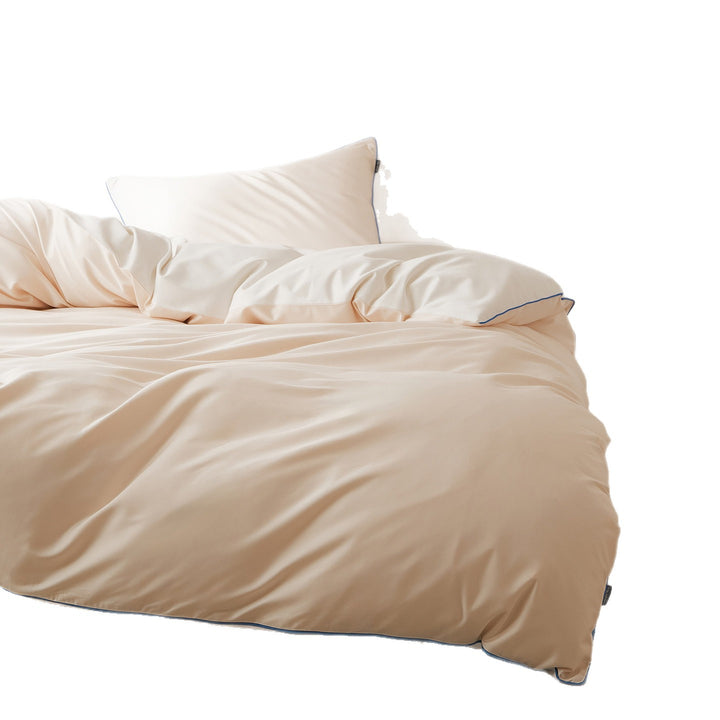 Luxus Baumwoll-Satin Bettbezug Set mit kontrastierender Paspel und verdecktem Verschluss