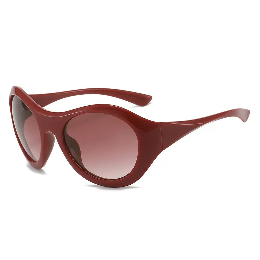 Damen Modische Ovale Sonnenbrille mit transparentem Rahmen Karnz