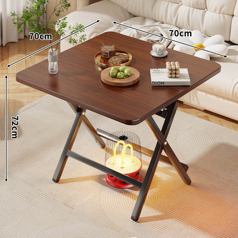 Quadratischer faltbarer Kaffeetisch mit Marmor-Effekt und Kreuzbein-Metallrahmen