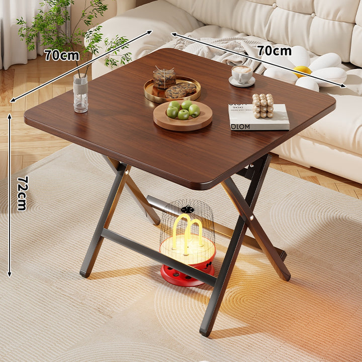 Quadratischer faltbarer Kaffeetisch mit Marmor-Effekt und Kreuzbein-Metallrahmen