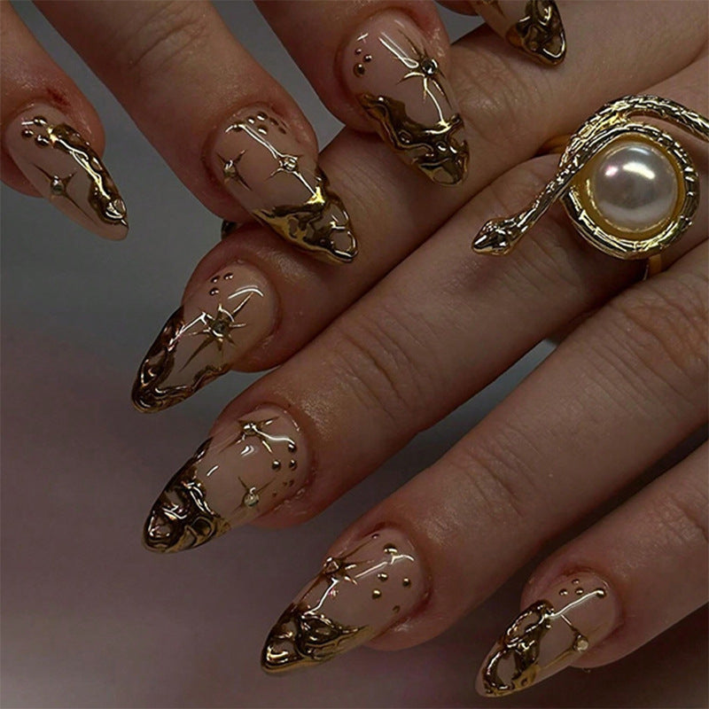 Premium Press-On Nail Set mit aufwendigen Stern- und Dekorationsdesigns Karnz