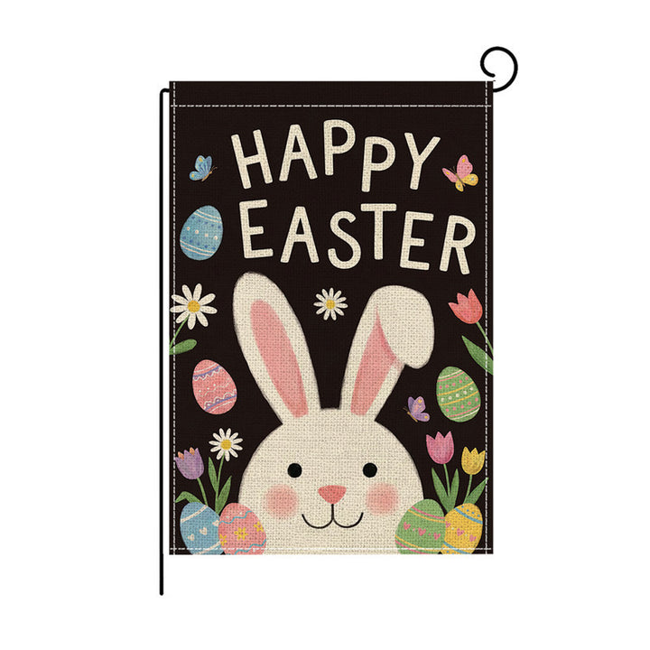 Dekorative Outdoor-Burlap-Textur Ostern Gartenfahne mit doppelseitigem Druck und Fahnenhülse