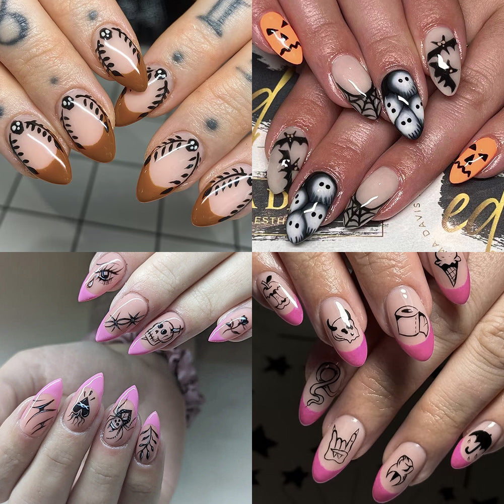 Künstlerisches Halloween-inspiriertes Aufklebenägel-Set Karnz